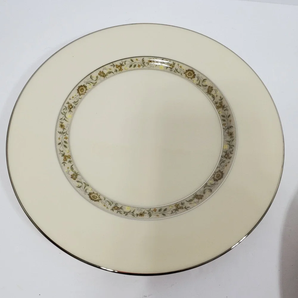Lenox Springdale Saucer Cup Salad Dinner & Bread Plates 5 Pieces Platinum Trim